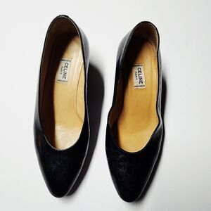 Celine Paris Marque Deposee Authentic Classic Toe Pumps Black Leather Size 7 VTG